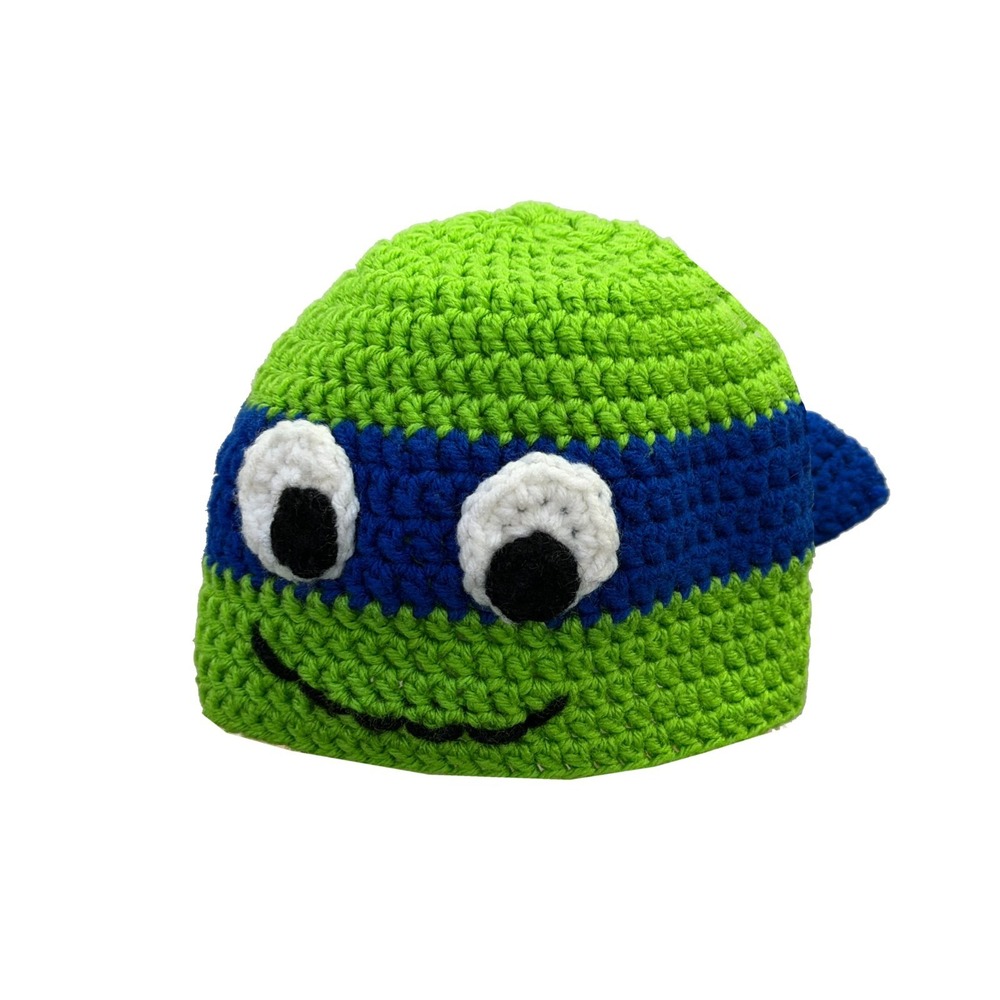 Teenage Mutant Ninja Turtle Crochet Leonardo Beanie Hat Youth Turtle Hat Crochet - Picture 1 of 6